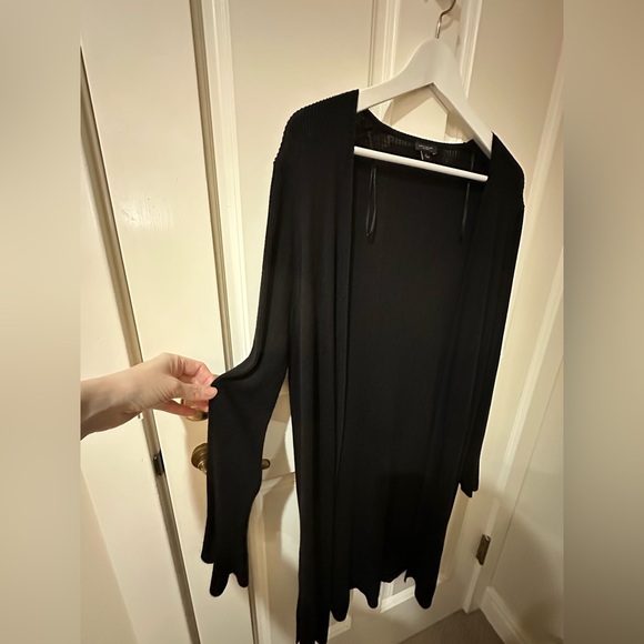 ANN TAYLOR Long Cardigan Duster Jacket Women’s Large with Black Flared Cuffs - Picture 7 of 7